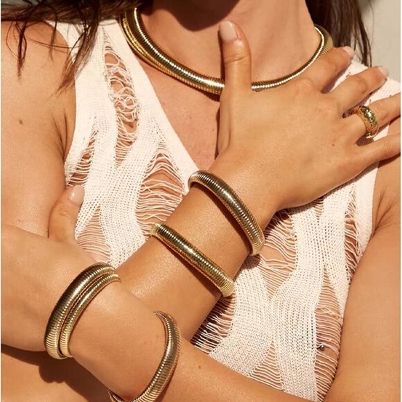 Gold Bracelets for Women, Gold Bangles for Women Chunky Bangle Bracelets for Wom - Picture 3 of 7